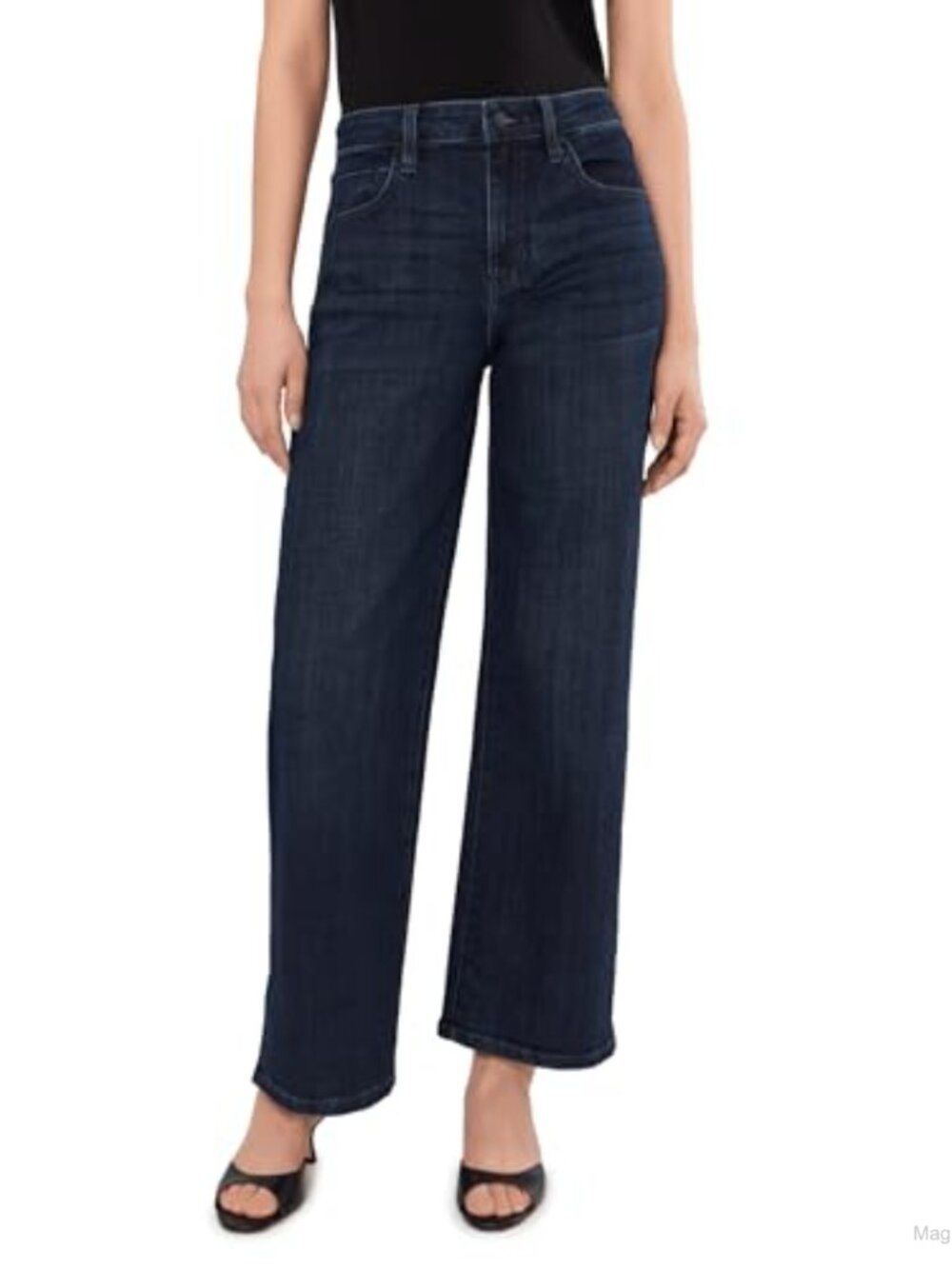 Mid-Rise Wide Leg Jeans Stretch Crosshatch